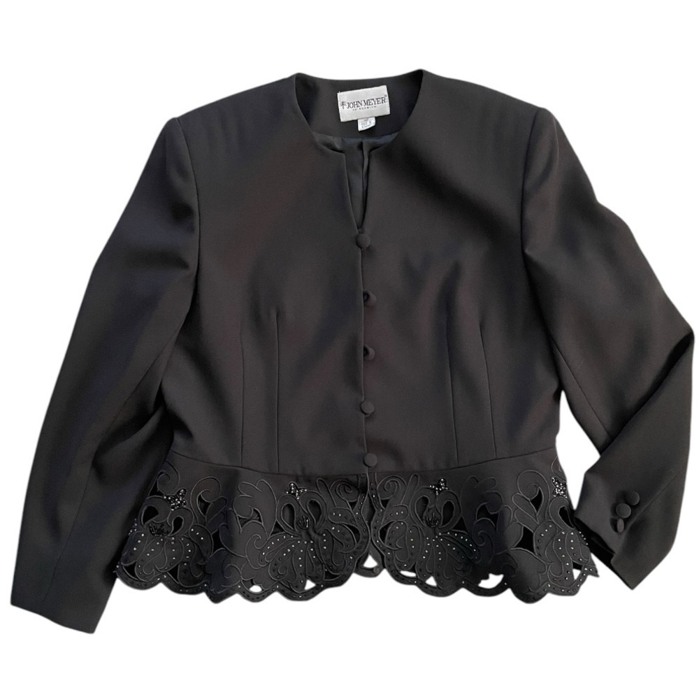 John Meyer of Norwich Blazer Women's 14P Black Beaded Peplum formal black tie